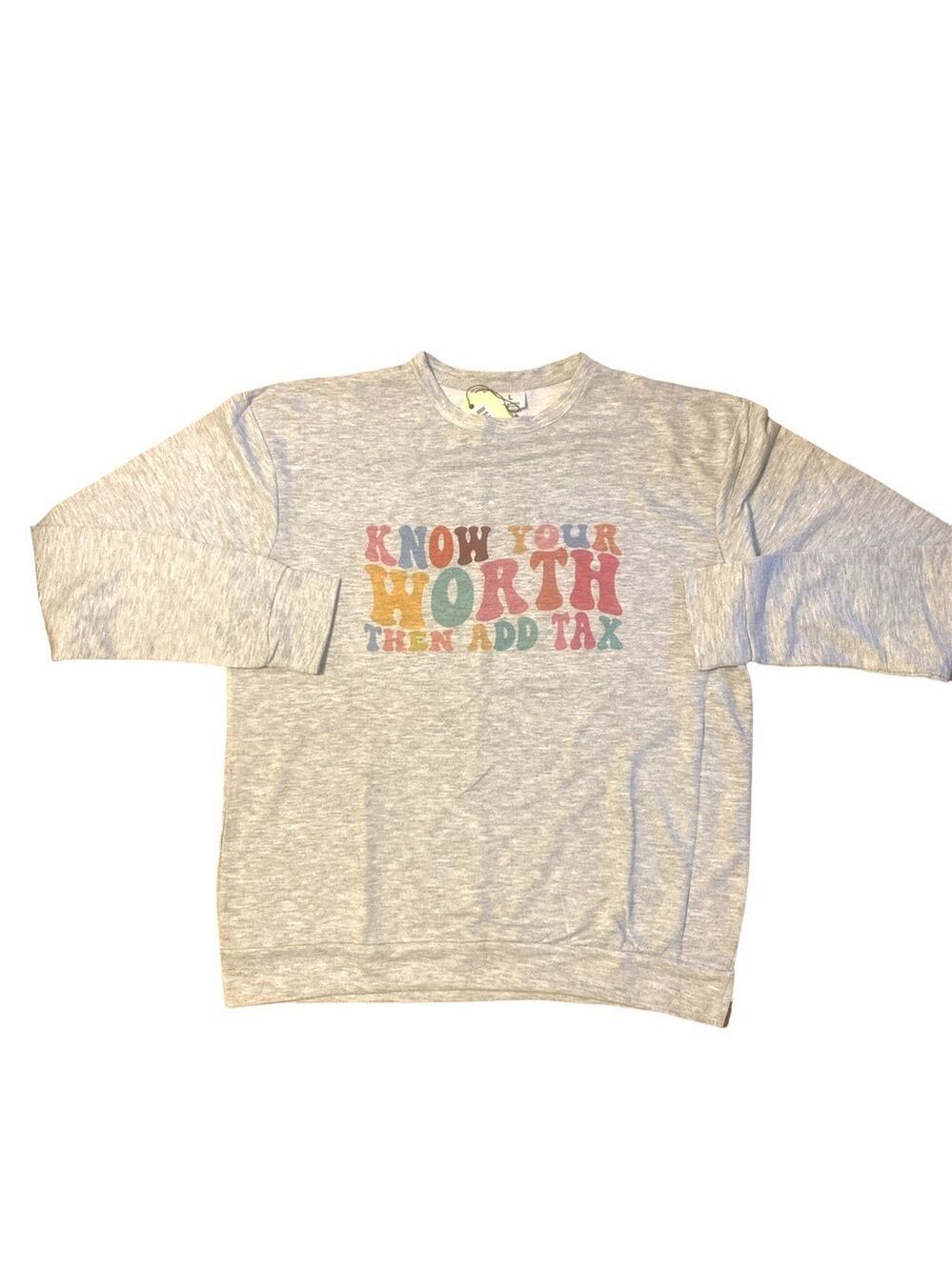 Know your worth mental health graphic crewneck raglan pullover sweatshirt large - Picture 6 of 10